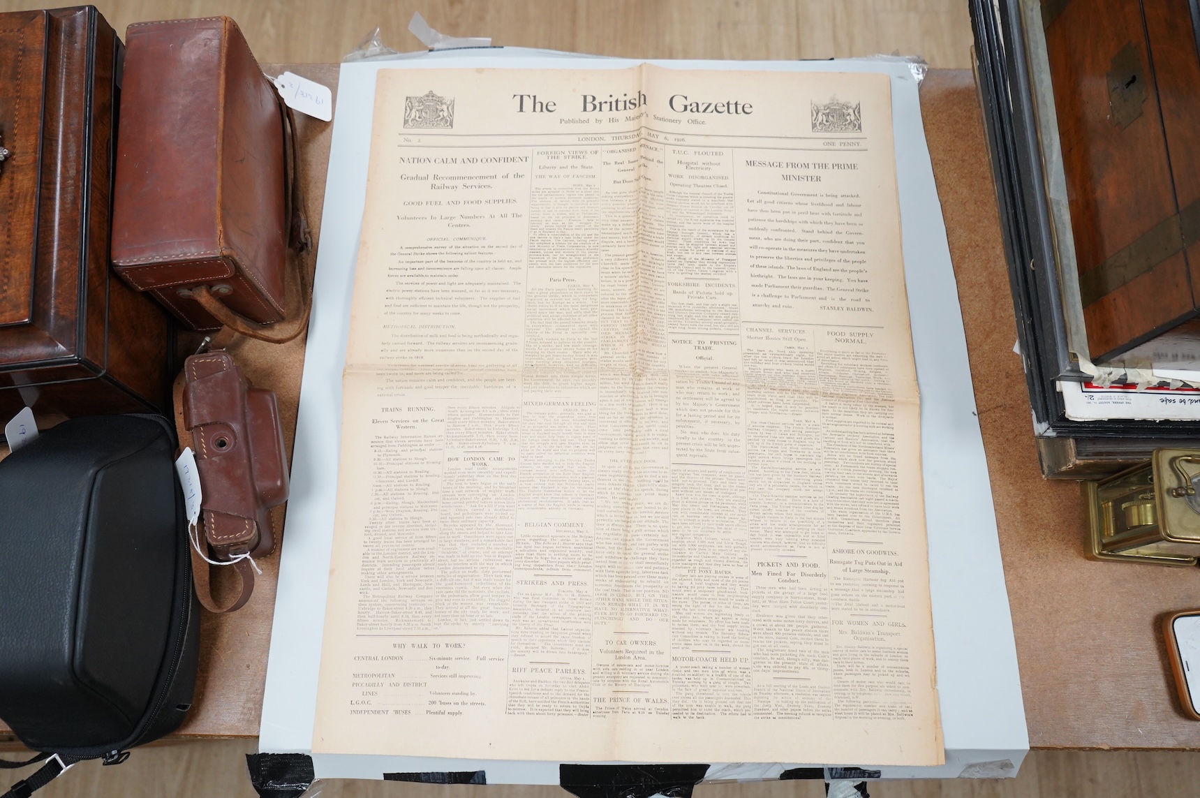 The British Gazette, nos. 1-8 (May 5th-13th, 1926), 4pp. each, large broadsheet; sold with Daily Mirror, no. 3 (Friday, May 7th 1926) and Daily Mail (no. 8186. Thursday May 6th, 1926), both single folded sheets printed o